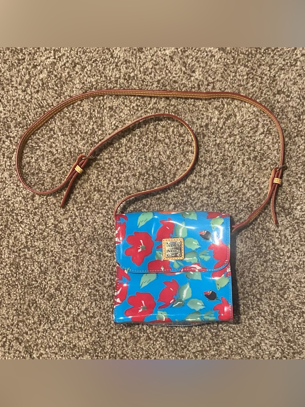 Dooney & Bourke patent leather floral crossbody Never used!
